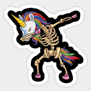 Dabbing Unicorn Skeleton Sticker